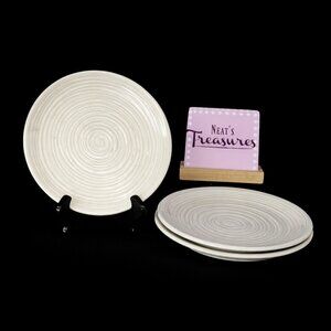 Better Homes & Gardens ABOTT Speckled White Gray Clay Lunch Salad Plates Set 3